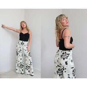 1970's Vintage Silver Sparkle Lurex Bell Bottoms Flares Pants ~ Women's SM MD LG